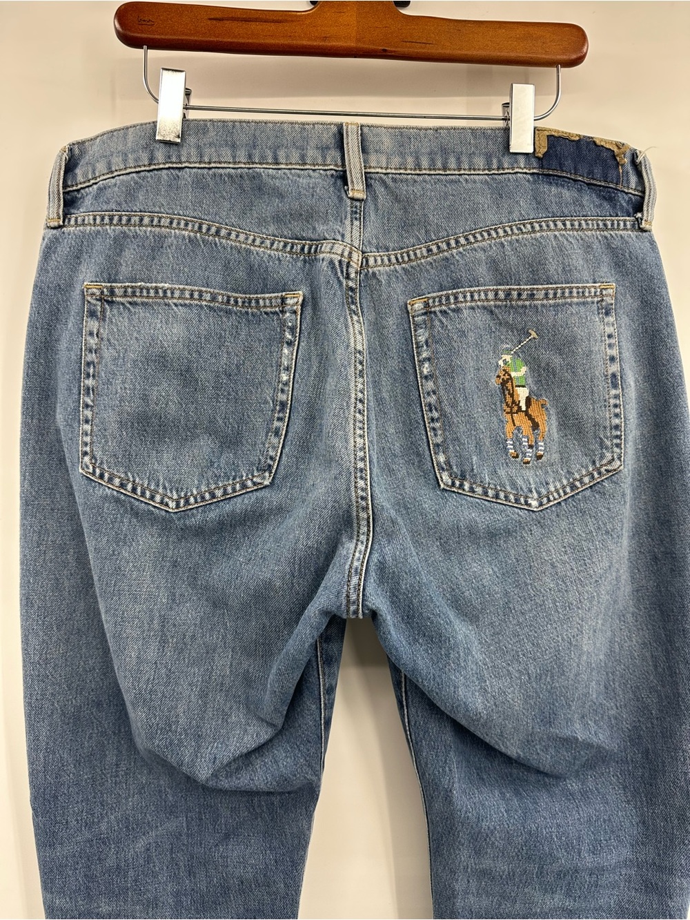 Polo Ralph Lauren Embroidered Big Pony Pocket Avery Boyfriend Patchwork Jeans - Picture 9 of 16